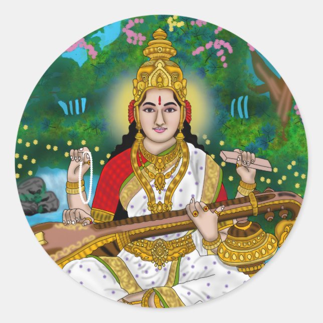 Goddess Saraswati Sticker (Front)