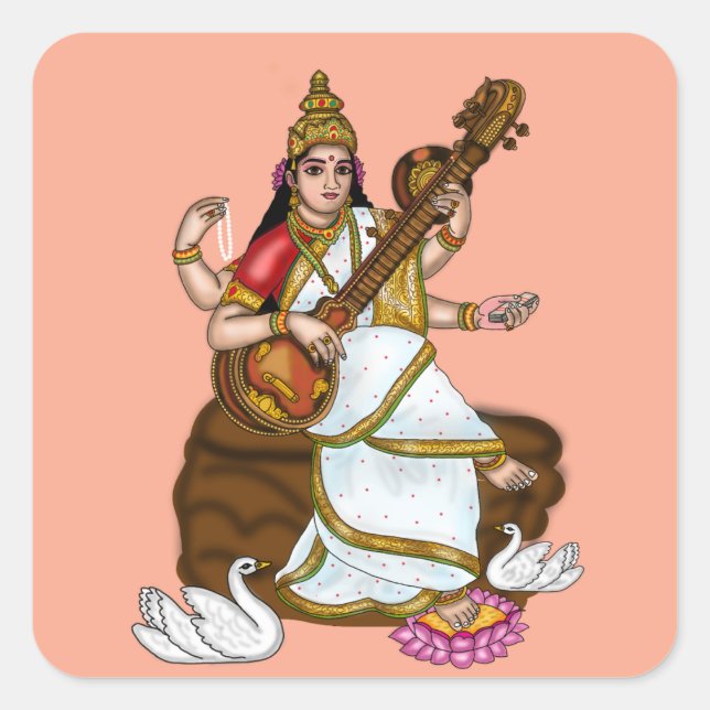 Goddess Saraswati Stickers (Front)