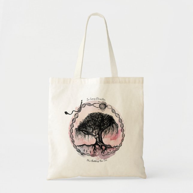 Goddess Tree In Every Direction on Pink Tote Bag (Front)