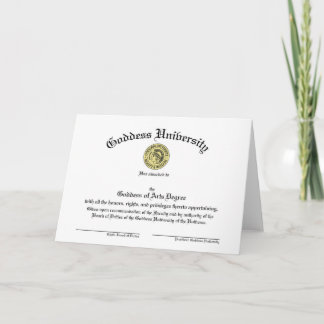 Goddess University Diploma Customisable Card
