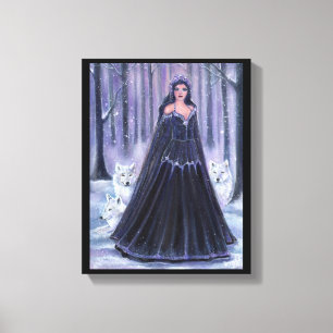 Goddess with wolves by Renee Lavoie  Canvas Print