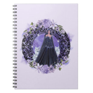 Goddess with wolves by Renee Lavoie  Notebook