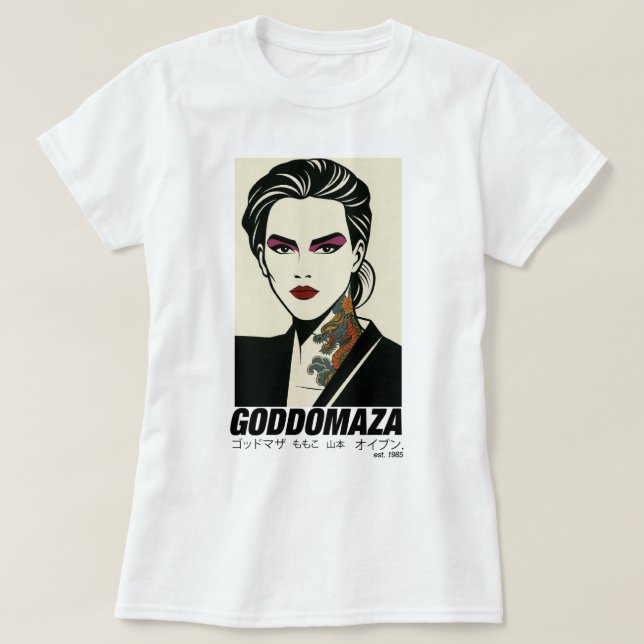 GODDOMAZA EAST 1985  WHITE TEE DRAGON NECK TAT (Design Front)