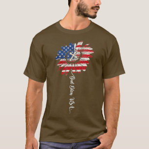 Gode Daisy American Flag God Bless USA Patriotic T-Shirt