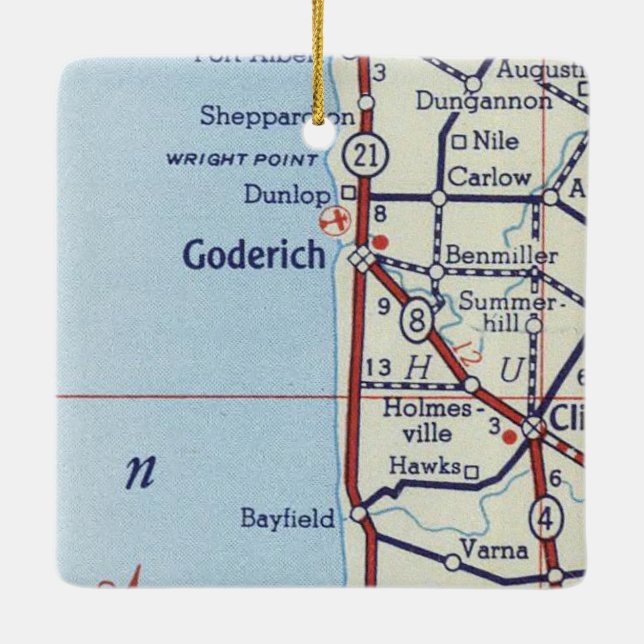 Goderich ON Vintage Map Ceramic Ornament (Back)
