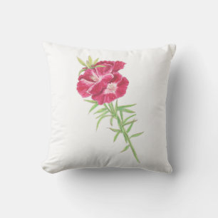 Godetia and Cornflower throw pillow