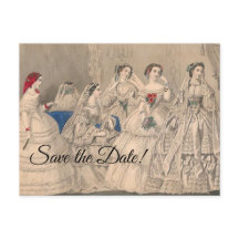 Godey's 1858 Wedding Dresses Postcard