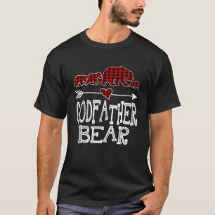Godfather Bear Three Cubs Red Plaid Mama Christmas T-Shirt