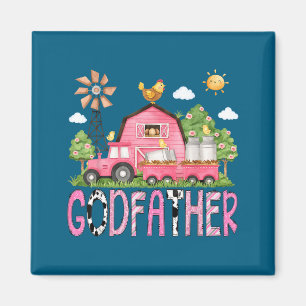 Godfather Birthday Girl Pink Farm Graphic Art Magnet