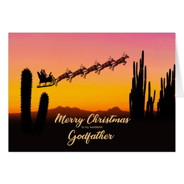 Godfather Christmas Santa Over Desert (Front Horizontal)