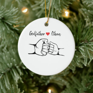 Godfather Gift from Godchild Fist Bump Christmas Ceramic Tree Decoration