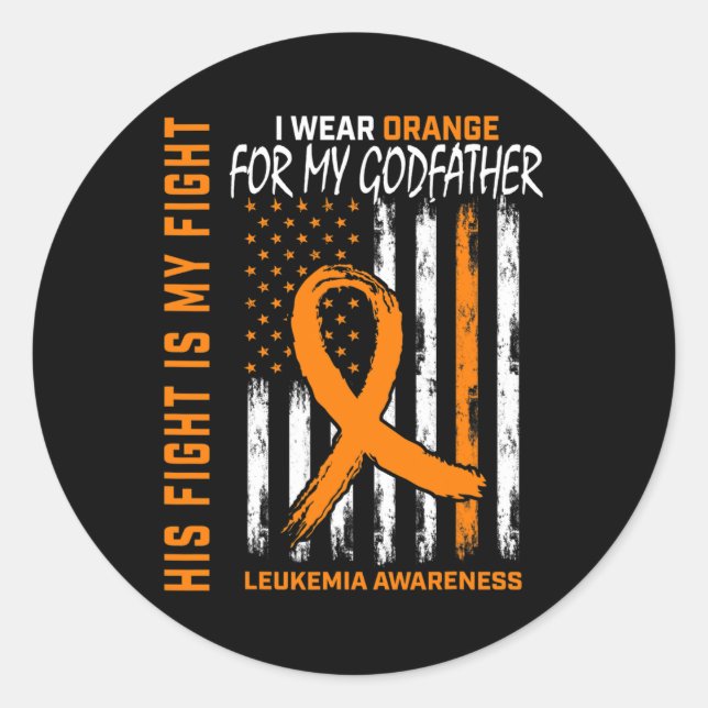 Godfather Leukaemia Cancer Awareness American Flag Classic Round Sticker (Front)