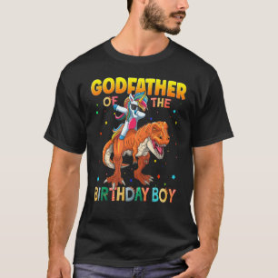 Godfather Of The Birthday Boy Dabbing Unicorn Dino T-Shirt