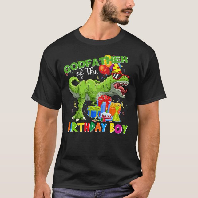 Godfather Of The Birthday Boy T-rex Rawr Dinosaur  T-Shirt (Front)