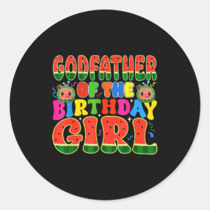 Godfather Of The Birthday Girl Melon Family Matchi Classic Round Sticker