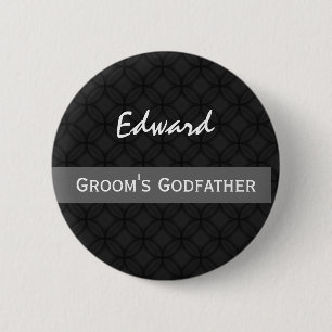 GODFATHER Of THE GROOM Wedding Black and White 6 Cm Round Badge