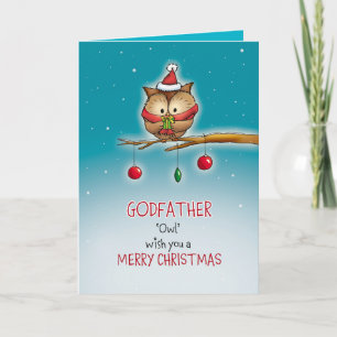 Godfather, owl wish you a Merry Christmas Holiday Card
