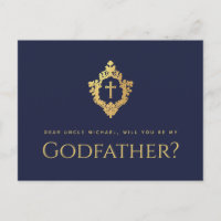 Godfather Proposal Navy Blue Cross Crest Faux Gold