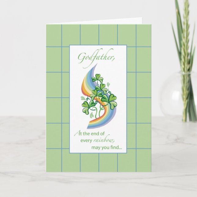 Godfather Religious St. Patrick’s Day Rainbow Card (Front)
