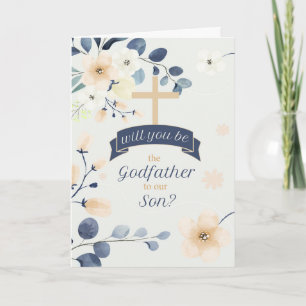 Godfather Request for Son Blue and Yellow Blossom Card