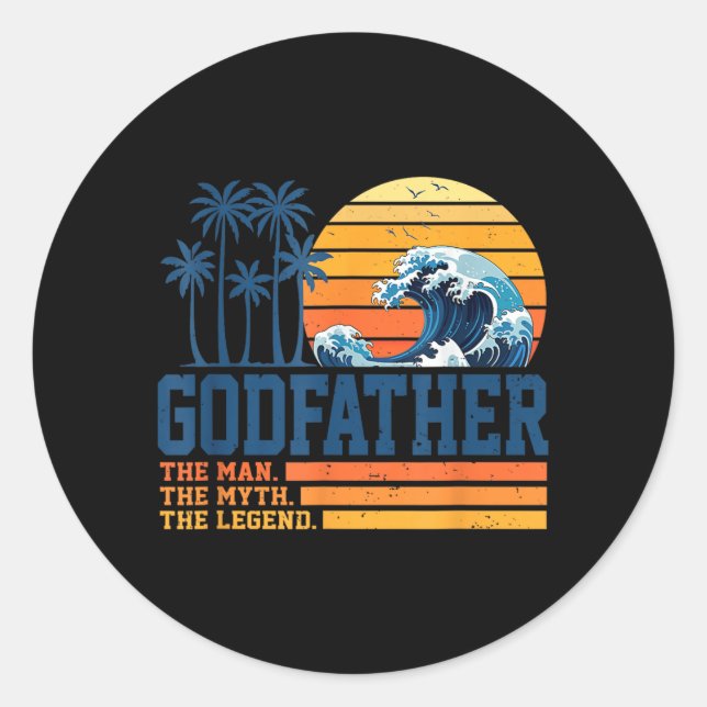 Godfather Retro Fathers Day Classic Round Sticker (Front)