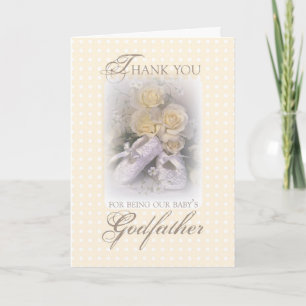 Godfather Thank You with Baby Shoes & Yellow Rose Card