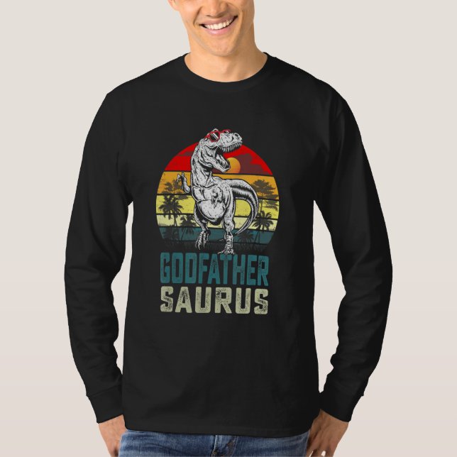 Godfathersaurus Rex Dinosaur Godfather Saurus Fath T-Shirt (Front)