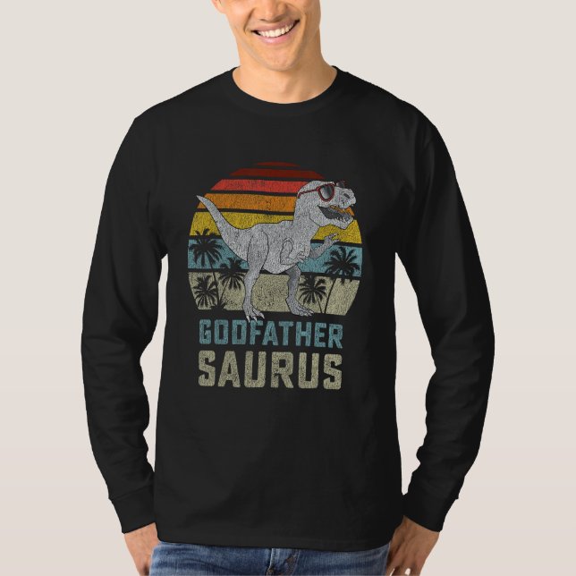 Godfathersaurus T Rex Dinosaur Godfather Saurus Fa T-Shirt (Front)