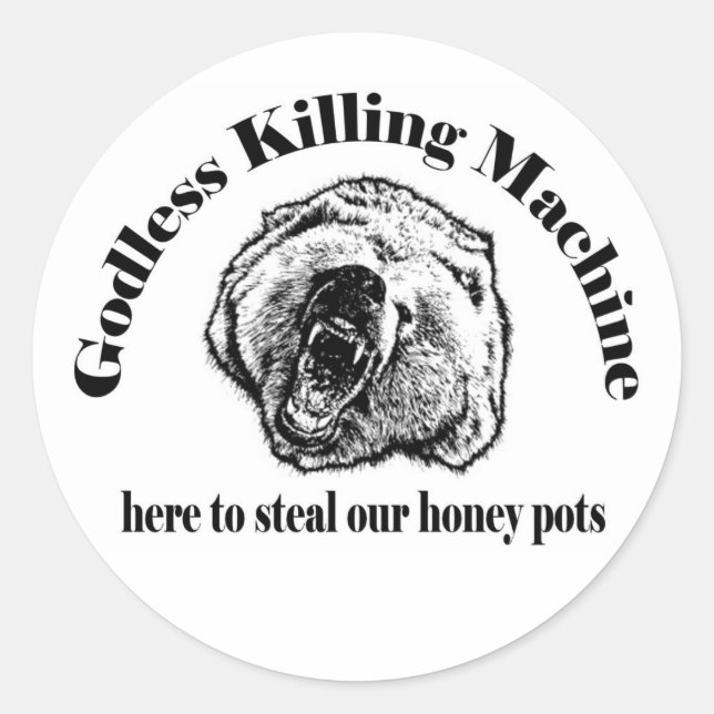 GODLESS KILLING MACHINE CLASSIC ROUND STICKER (Front)
