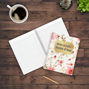 Godly Quote On Pink Vintage Floral Pattern Notebook