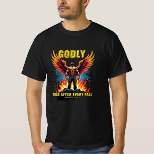 Godly Rise - Fire-Winged Warrior (Proverbs 24:16) T-Shirt