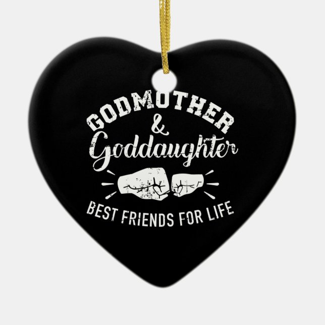 Godmother and goddaughter friends for life ceramic tree decoration (Front)