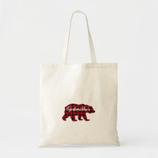 Godmother Bear Buffalo Red Plaid Matching Family Tote Bag
