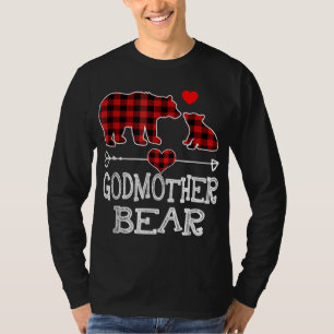 Godmother Bear Christmas Pajama Red Plaid Buffalo T-Shirt