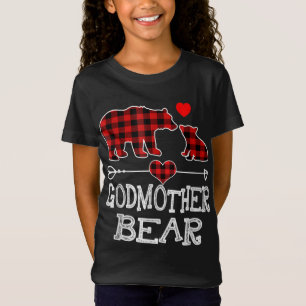 Godmother Bear Christmas Pajama Red Plaid Buffalo  T-Shirt