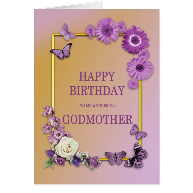 Godmother Birthday Flowers and Butterflies (Front)