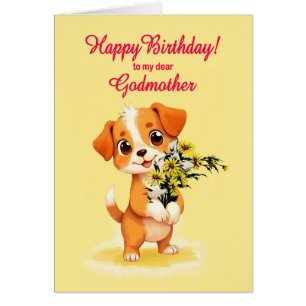 Godmother Birthday Puppy and Flowers
