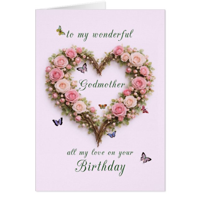 Godmother Birthday Roses Heart  (Front)