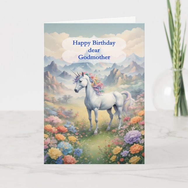 Godmother Birthday Unicorn  Card (Front)