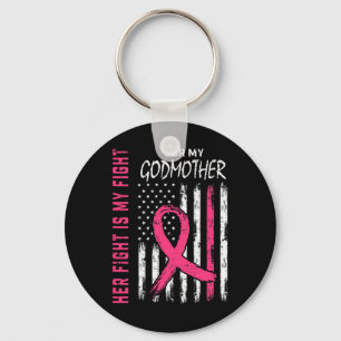 Godmother Breast Cancer Awareness Flag Family Figh Key Ring