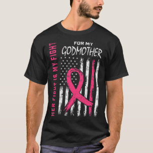 Godmother Breast Cancer Awareness Flag Family Figh T-Shirt