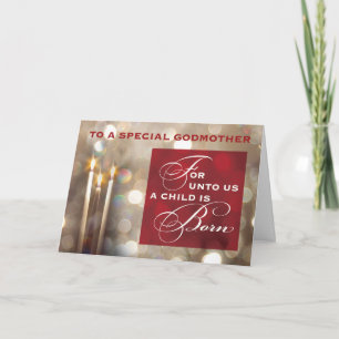 Godmother Christmas Candles Child is Born Card