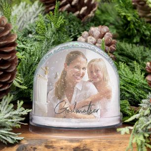 Godmother Christmas Custom Double Sided 2 Photo Snowglobe