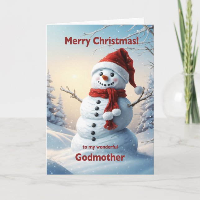 Godmother Christmas Snowman  Holiday Card (Front)