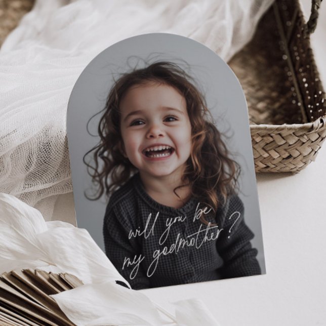 Godmother Handwritten Proposal Photo Arch  Invitation (Zazzle Godmother Handwritten Proposal Photo Arch  Invitation (Front))