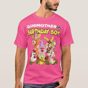 Godmother Of The Birthday Boy Farm Animals Birthda T-Shirt