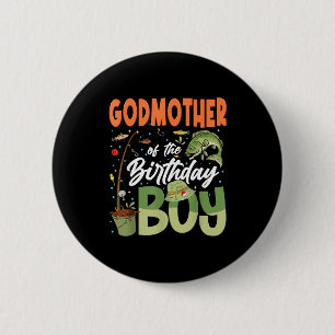Godmother of the birthday boy fishing family bday 6 cm round badge
