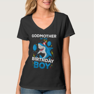Godmother of The Birthday Boy Shark Ocean Matching T-Shirt