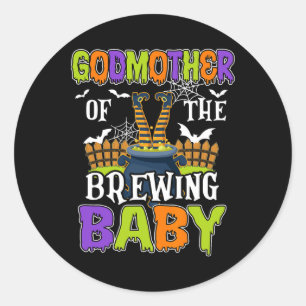 Godmother Of The Brewing Byby Funny Halloween Classic Round Sticker
