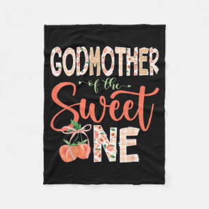Godmother of The Sweet One Peach 1st Birthday Girl Fleece Blanket